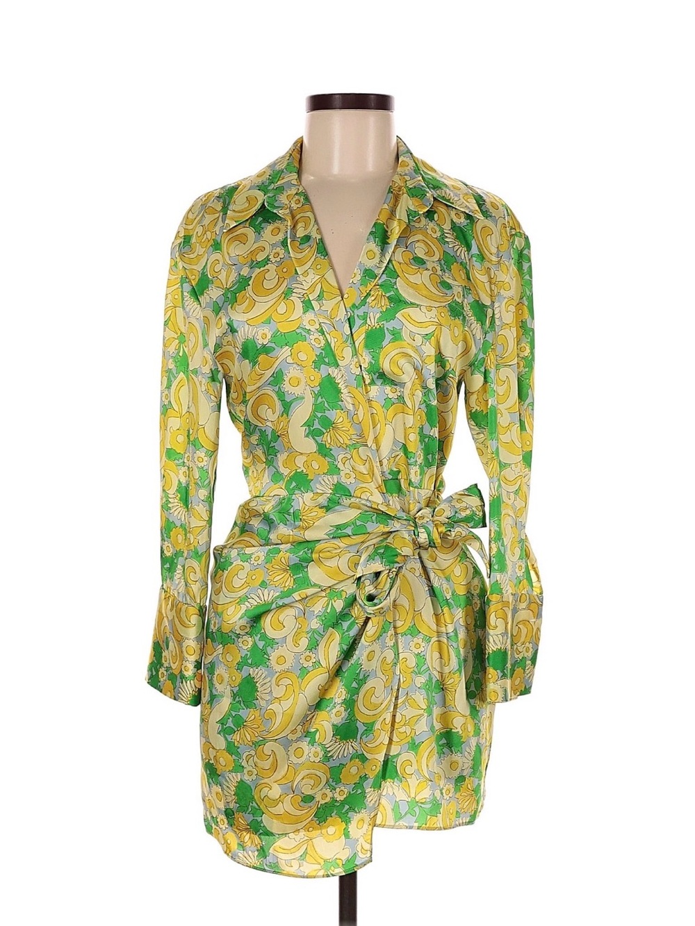 Zara Yellow & Green Floral Wrap Robe